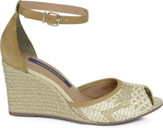 Ankle Strap Sandal Raffia Trisse Camel - Cravo e Canela - ZapTo Shoes