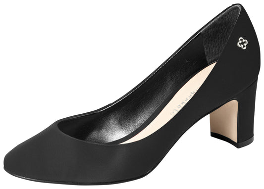 Black Leather Scarpin Medium Heel - Capodarte - ZapTo Shoes