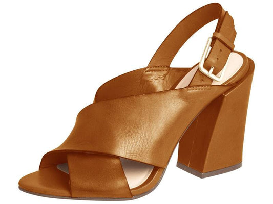 Heeled Leather Sandal Camel - Capodarte - ZapTo Shoes