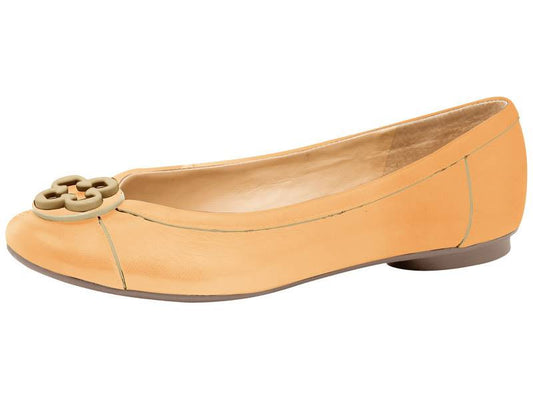 Leather Ballet Flat Almond and Light Gold - Capodarte - ZapTo Shoes