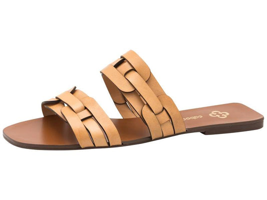 Flat Leather Sandal Almond - Capodarte - ZapTo Shoes