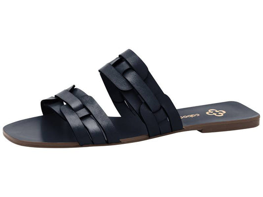 Flat Leather Sandal Dark Blue - Capodarte - ZapTo Shoes