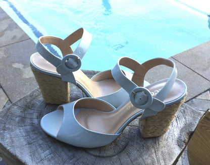 Varnished Sandal High Block Heel - Cecconello - ZapTo Shoes