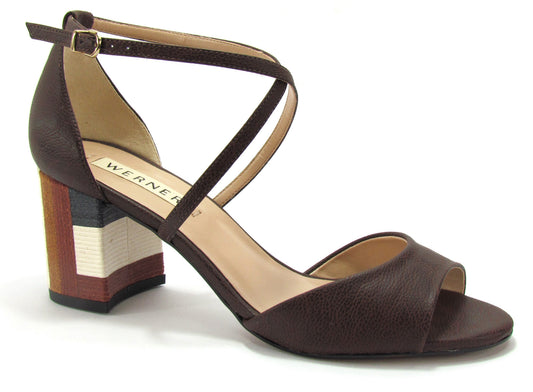 Sandal Block Heel Coffee - Werner - ZapTo Shoes