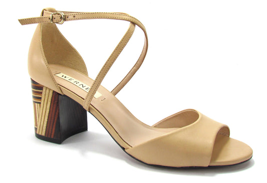 Sandal Block Heel Nude - Werner - ZapTo Shoes